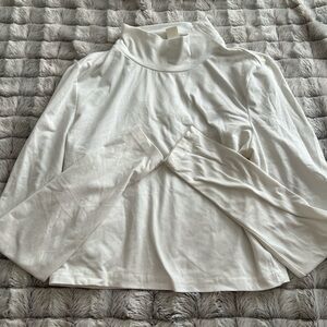 White Long Sleeved Turtle Neck Crop Top